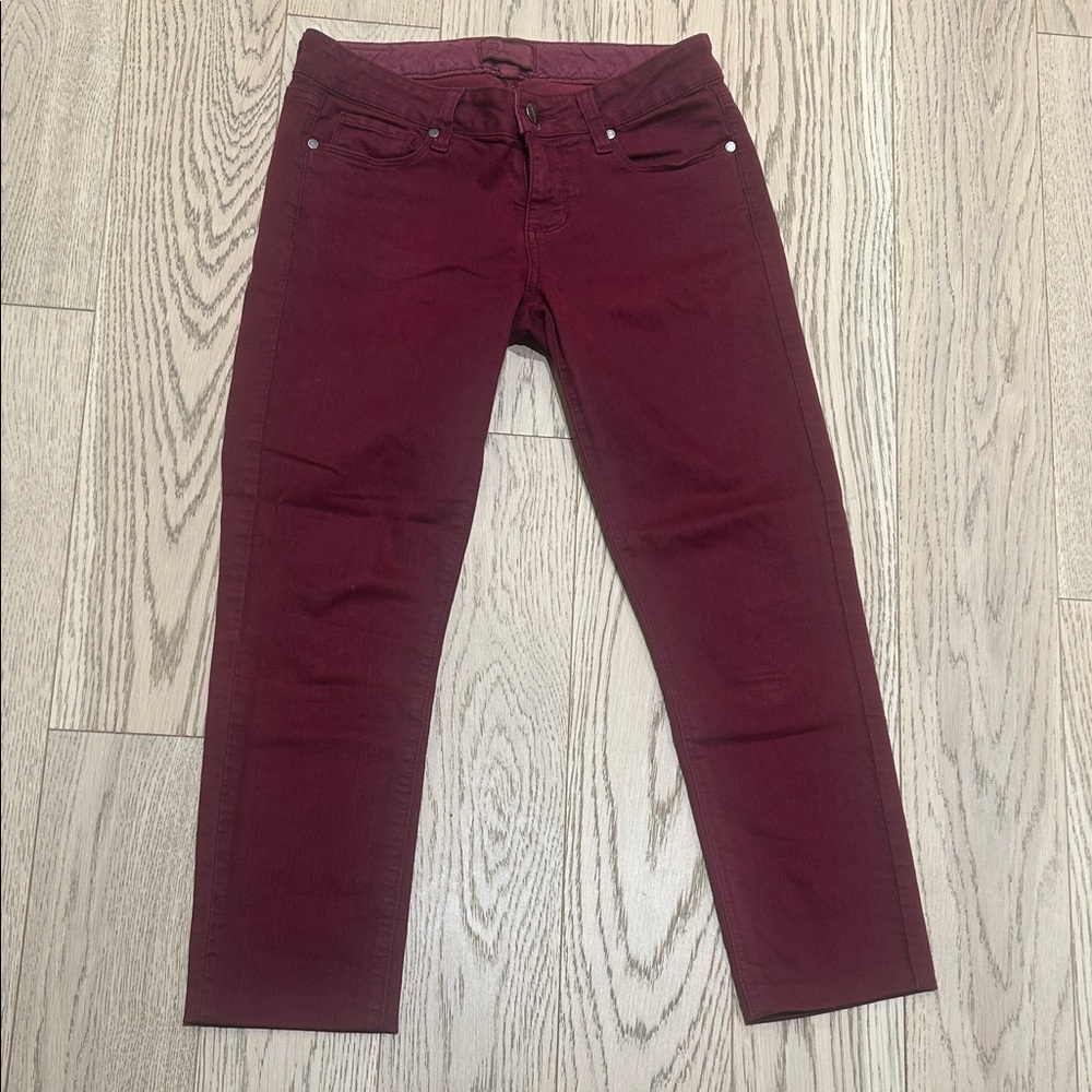 Paige Burgundy ankle crop Jeans